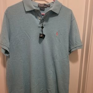 Ralph Lauren polo shirt baby blue with a pink polo horse